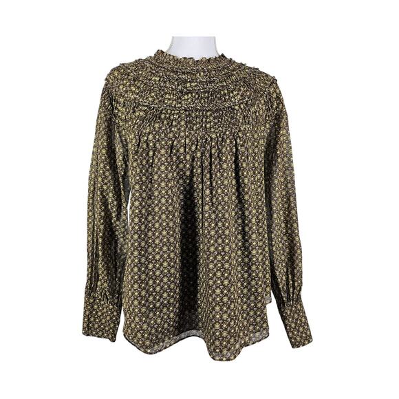 REBECCA TAYLOR WOMEN'S BROWN PAISLEY PATTERN BLOUSE TOP STYLE 721 947 8795 - Picture 1 of 13